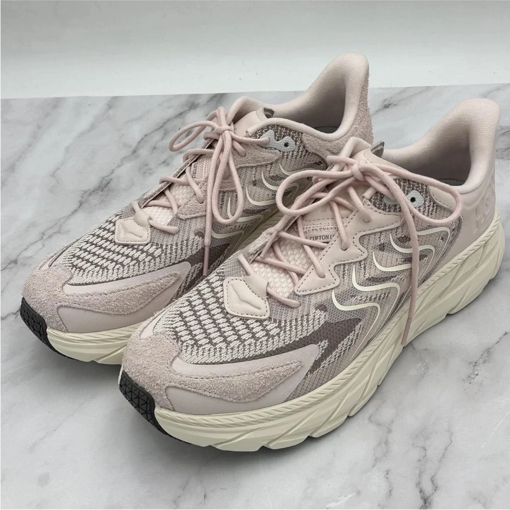 NEW Hoka One One Clifton LS Shoes Mens Size 12 Pink Cream Running Sneakers
